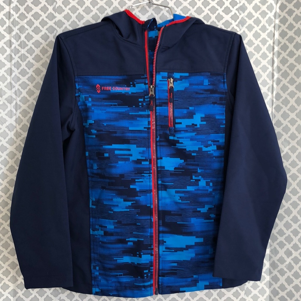 NWOT Free Country blue hooded zip up jacket